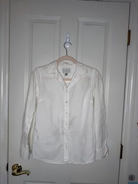 J. Crew White Button-Down Cotton Shirt